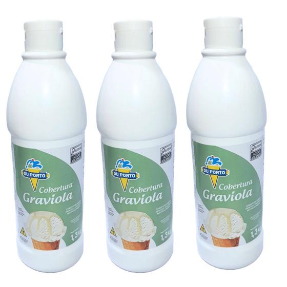 Imagem de Cobertura Para Sorvetes Sobremesas Kit 3 Potes Grandes Vários Sabores Du Porto