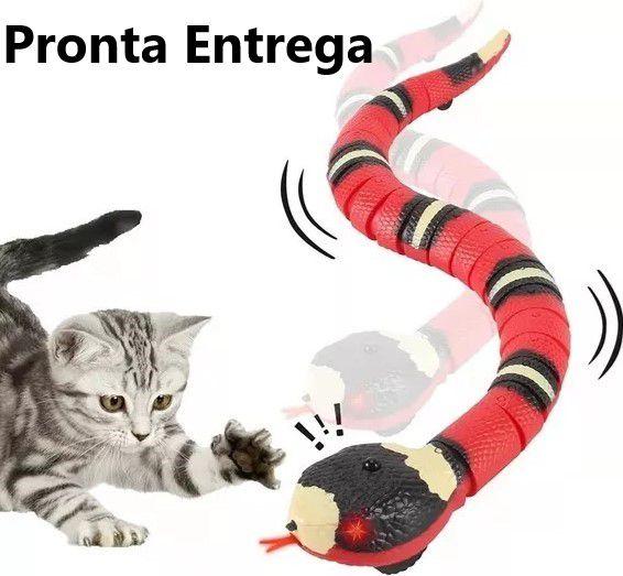Imagem de Cobra Brinquedo Interativo Gato PRONTA ENTREGA Usb Recarregavel Caes Cachorro Pet 3d Eletrica Gatos Anima