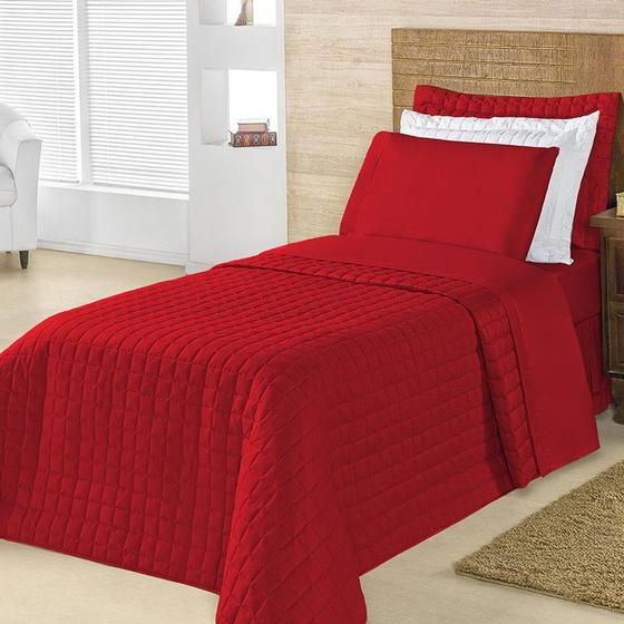 Imagem de Cobre Leito 180 fios Solteiro Top Line 2 Peças - Vermelho