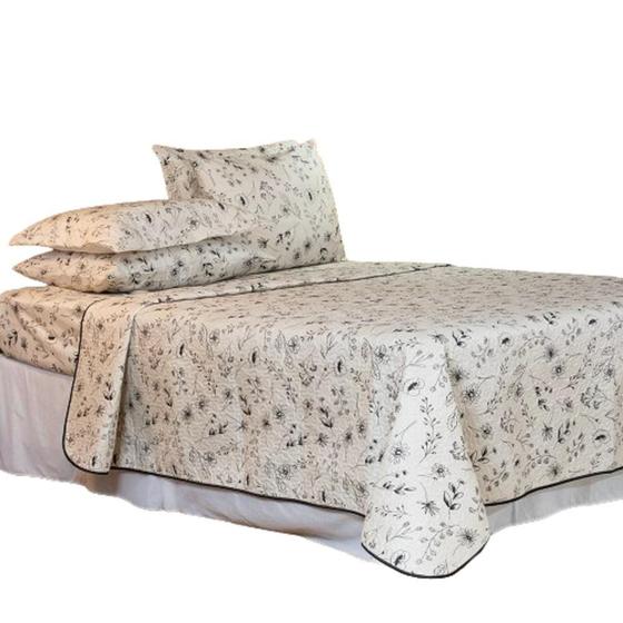 Imagem de Cobre Leito Basic Casal Queen Estampado 3 pçs Minimal Floral - Home Fernandes