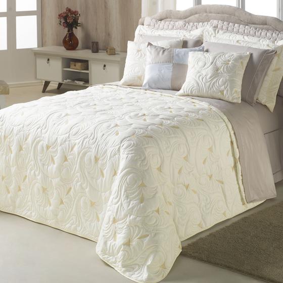 Menor preço em Cobre Leito Bordado Melody Casal King 5 Pçs 180 Fios Marfim