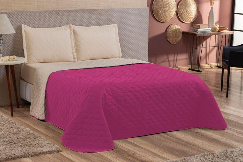 Imagem de Cobre leito casal queen com viés 4 peças Lençol elasticado pink/bege