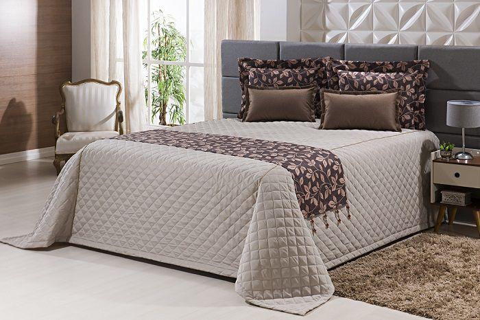 Cobre leito Casal Queen Marrocos Marrom Suede - 8 peças Menor preço em Cobre leito Casal Queen Marrocos Marrom Suede - 8 peças