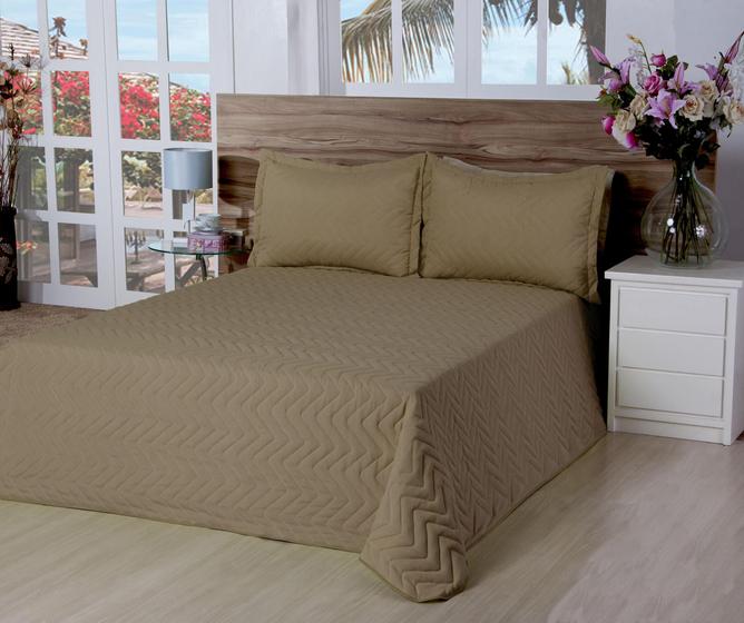 Imagem de Cobre Leito Classic Matelassado Microfibra Queen 03 Pçs Avelã F101