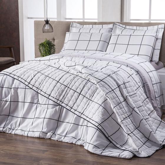 Cobre Leito Colcha Cama Casal Queen 03 Peças Estampado Algodão 160 Fios Grid Menor preço em Cobre Leito Colcha Cama Casal Queen 03 Peças Estampado Algodão 160 Fios Grid