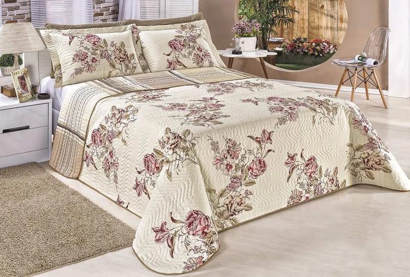 Cobre Leito Colcha Cama Super King Algodão Dupla Face 3pçs Floral Palha Menor preço em Cobre Leito Colcha Cama Super King Algodão Dupla Face 3pçs Floral Palha