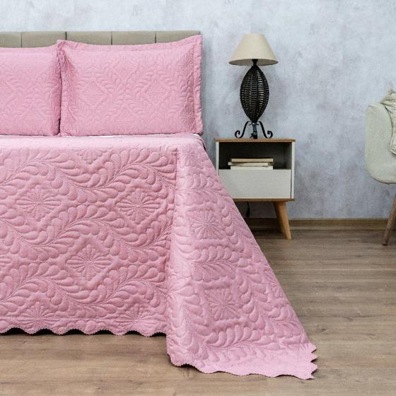 Imagem de Cobre Leito Colcha Camili King 3 Pçs Matelado Ultrassônico Dupla Face