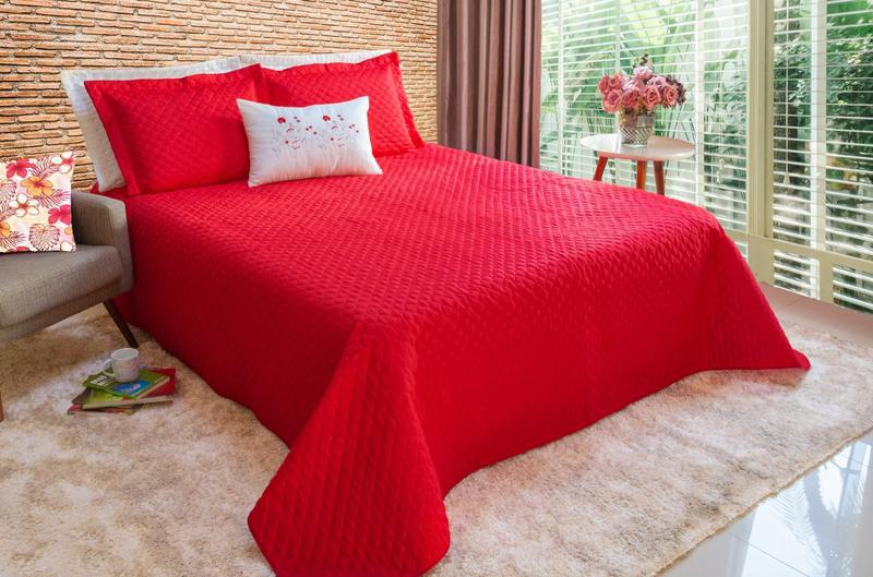 Imagem de Cobre Leito Colcha Casal Cama Colchao Box Padrao + Almofada Decorativa Kit 5 Pçs