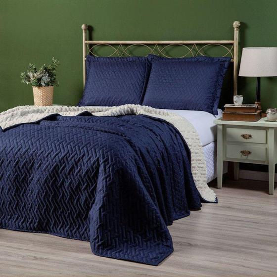 Imagem de Cobre Leito Colcha Casal Queen Roupa de Cama Sherpa Dupla Face - Ateliê Dukê