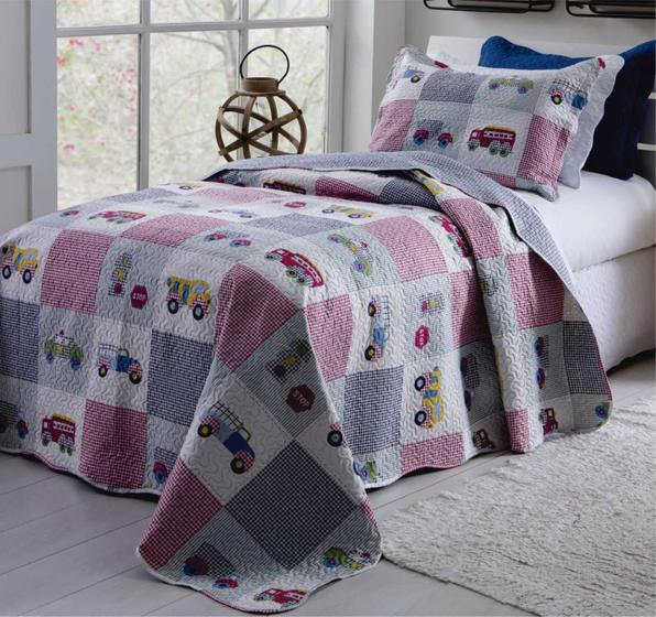 Imagem de Cobre Leito Colcha Solteiro Infantil Patchwork Teen Kids RZ