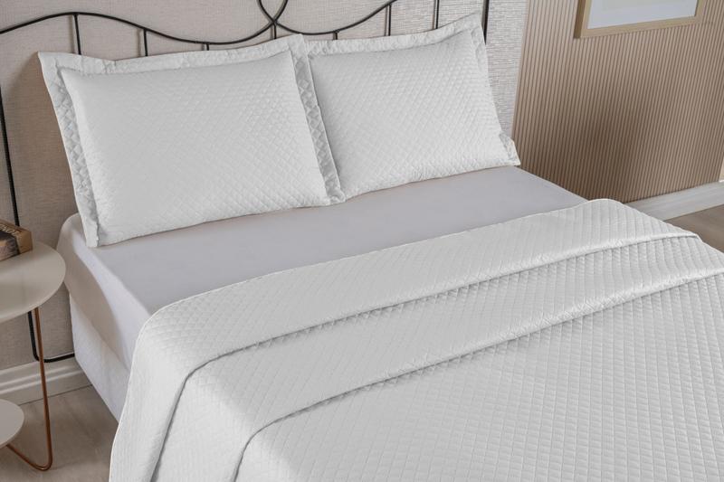 Imagem de Cobre Leito Modelo Dubai Luxo Casal Padrão 3 Peças Cama Box