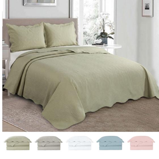 Imagem de Cobre Leito Queen Roupa De Cama Colcha Kit 3 Peças