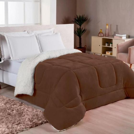 Imagem de Cobre leito Sherpa com Manta Flanel Queen Dupla Face Cores