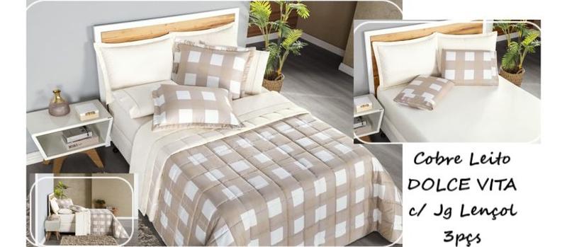 Imagem de Cobre Leito Solteiro 2pcs Dolce Vita 200fios Matelado+ Jg Cama 3pcs Xadrez