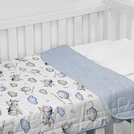 Imagem de Cobre Leito Tecebem Baby Malha Estampado Kim 85cm x 145m Azul