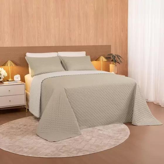 Imagem de Cobreleito Comfy Queen  240x260m Dupla Face C/3 Peças Bege