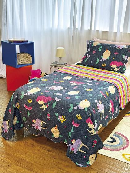 Imagem de Cobreleito Dupla Face Solteiro Estampado Kids - 1,60m x 2,20m