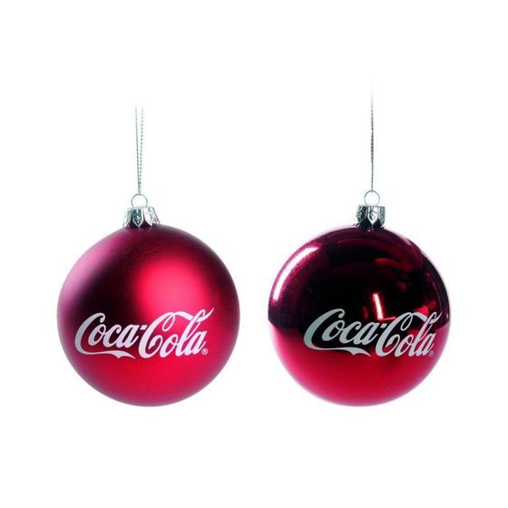 Coca Cola Bola para Arvore Vermelho 2 Unidades 8 Cm Cromus Bola