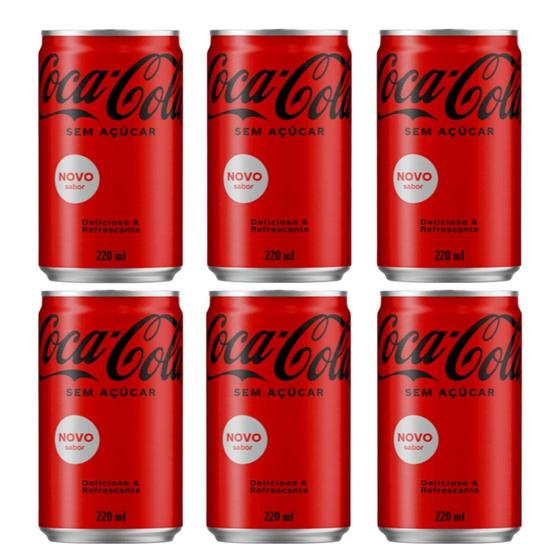 Imagem de Coca Cola lata Sem Açúcar 220ml fardo C/6 Unidade