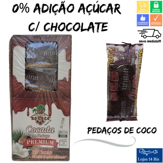 Imagem de Cocada Artesanal Premium Com Chocolate 0% de Adição de Açúcar 15x40g