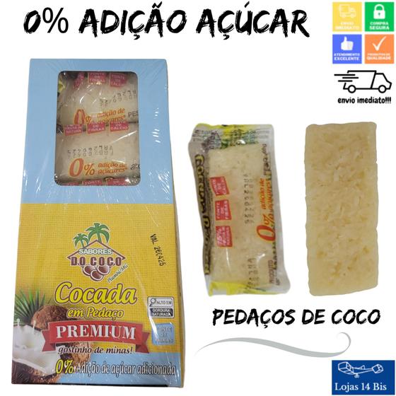 Imagem de Cocada Branca Artesanal Premium 0% de Adição de Açúcar 15x40g