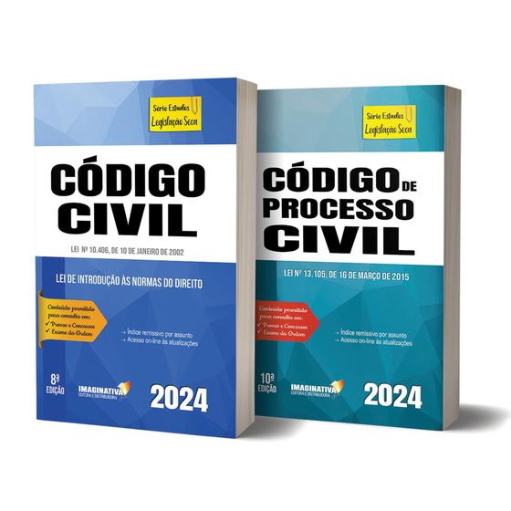 Imagem de Código civil + código de processo civil - para consultas em provas, concursos e oab - Imaginativa Jus