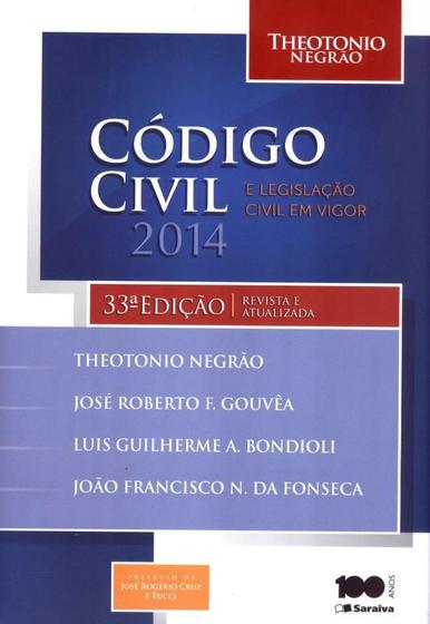 Imagem de CODIGO CIVIL E LEGISLACAO CIVIL EM VIGOR 2014 - 33º ED - SARAIVA JUR (SOMOS EDUCACAO-TECNICOS)
