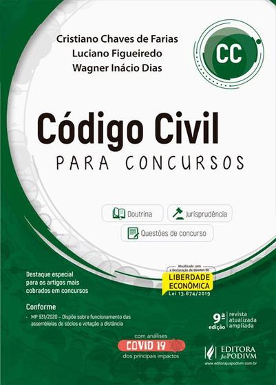 Imagem de Código Civil Para Concursos (CC) - 9ª Edição (2020) - JusPodivm