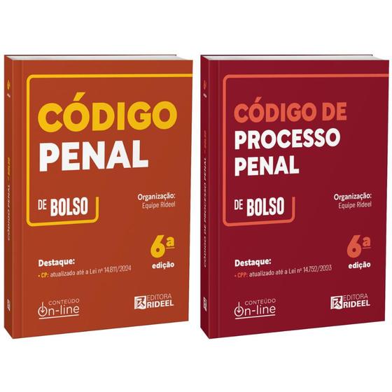 Imagem de Código Penal + Código Processo Penal de Bolso - Atualizados - EDITORA RIDEEL