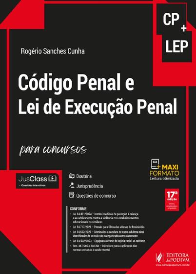 Imagem de Código Penal e Lei de Execução Penal para Concursos - Conforme Lei 14.811/24