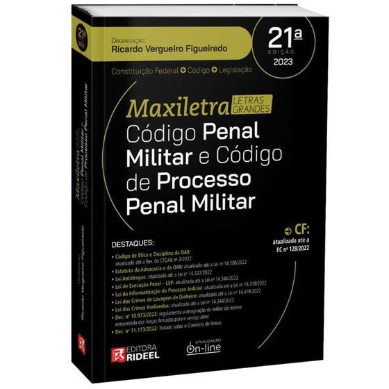 Imagem de Código Penal Militar E Código De Processo Penal Militar 21ª Edição - 2023 - EDITORA RIDEEL