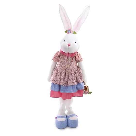 Imagem de Coelha Com Vestido Floral Azul Rosa 96cm Un - Cromus