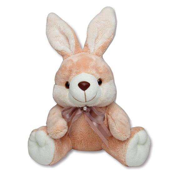 Imagem de coelho de pelúcia bichinho pelúcia coelhinho 25 x 21cm coelho com laço brinquedo infantil varias cores