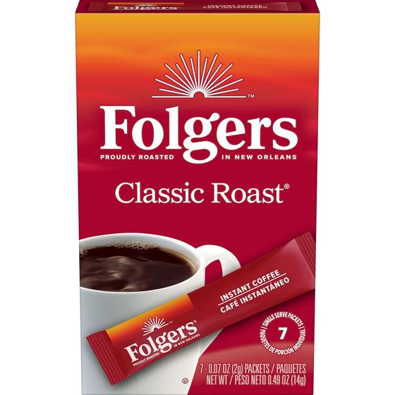 Imagem de Coffee Folgers Classic Roast Instant, 7 pacotes de dose única