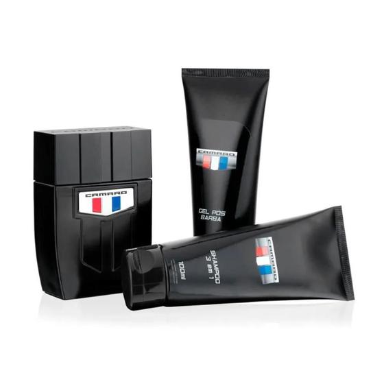 Imagem de Coffret camaro black - kit - perfume 100ml masc. + shampoo 3x1 100ml + gel pós barba 100ml