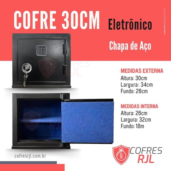 Imagem de Cofre 30x36x26 eletronico chave emergencia