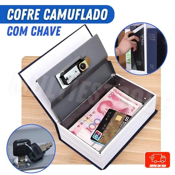 Imagem de Cofre Camuflado Formato Livro Porta Joias Com Chave