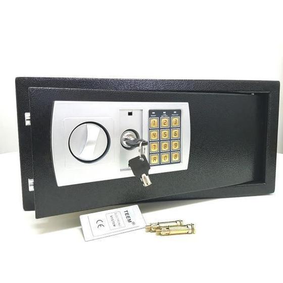 Imagem de Cofre Eletrônico Digital Preto Grande Notebook Teem 43EDAP com duas chaves