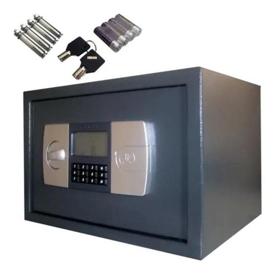Cofre fechadura eletronica digital e chave com bandeja aço Menor preço em Cofre fechadura eletronica digital e chave com bandeja aço