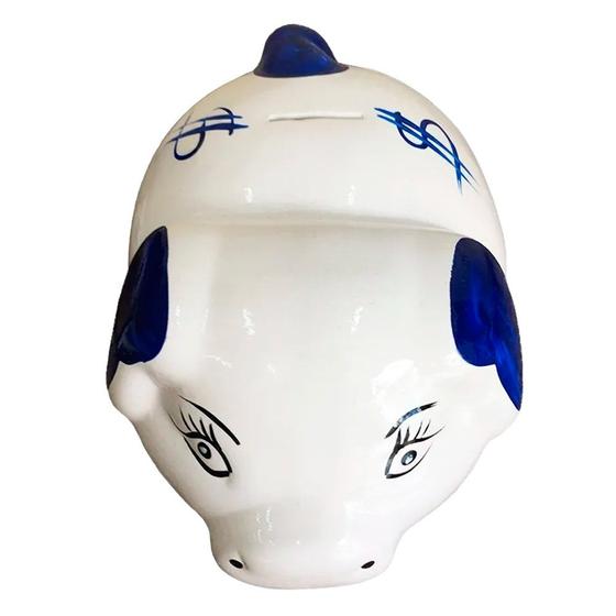 Imagem de Cofre Porquinho em Cerâmica Decorativo de Moedas - Azul