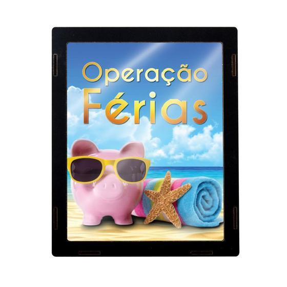 Imagem de Cofrinho Quadro para Moedas Cedulas Operação Férias 18x23cm