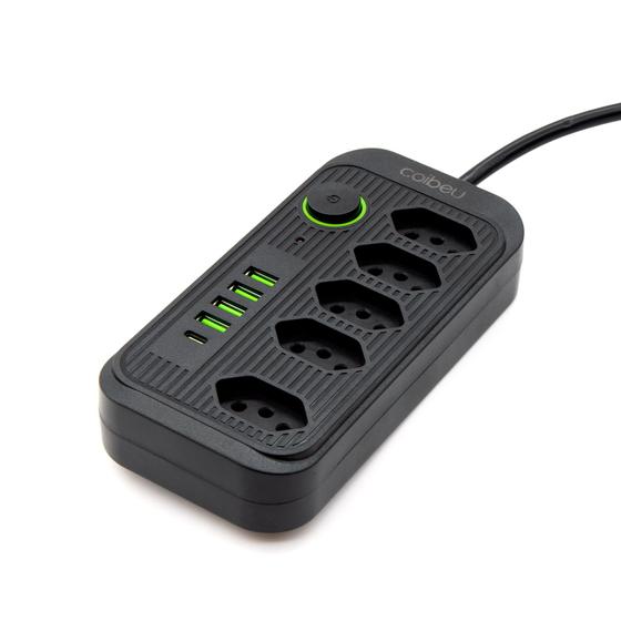 Imagem de COIBEU Extensão 5 Tomadas 4 USB 1 TypeC Universal Bivolt Power 110v/220v 2m/5m