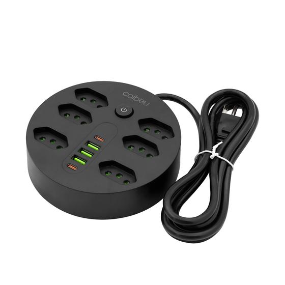 Imagem de COIBEU Extensão 6 Tomadas 3 USB 2 TipoC Bivolt Power 2500W 10A 2 metros de linha