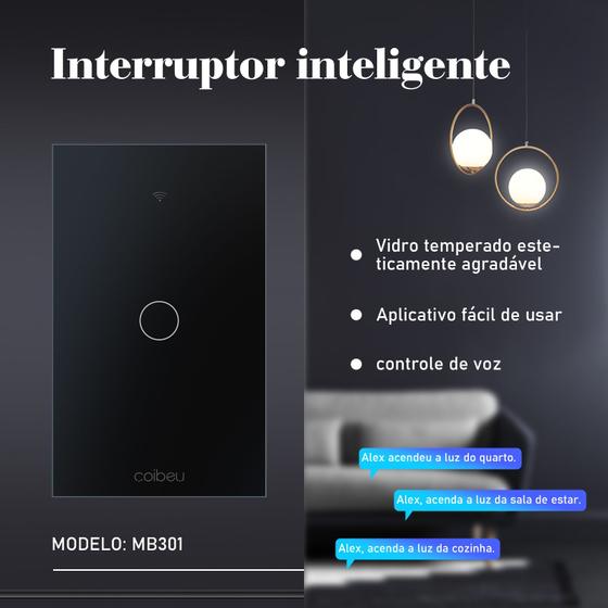 Imagem de COIBEU Tuya WiFi Interruptor De Luz Inteligente 1 gang Wall Touch Switch Trabalho Com Alexa Google Home