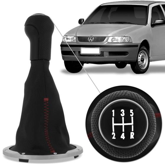Coifa Câmbio Gol Parati Saveiro G3 2000 a 2005 Preta Base Cromada Costura Vermelha Shutt Menor preço em Coifa Câmbio Gol Parati Saveiro G3 2000 a 2005 Preta Base Cromada Costura Vermelha Shutt