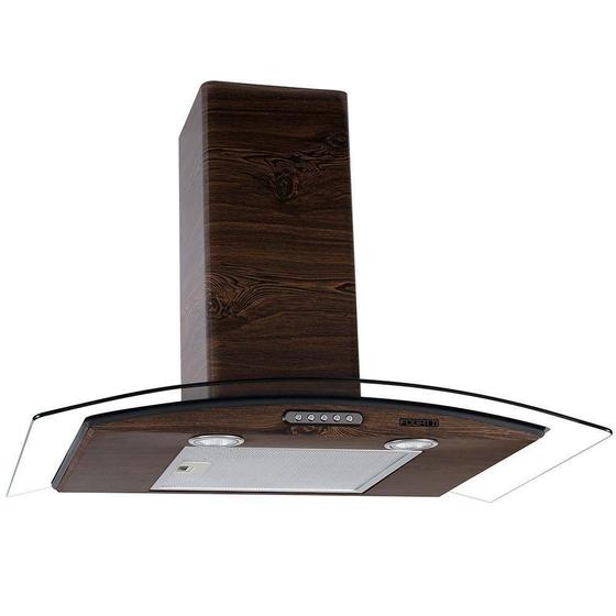 Imagem de Coifa de Parede 75cm Vidro Curvo Slim Fogatti Wood com Nogueira