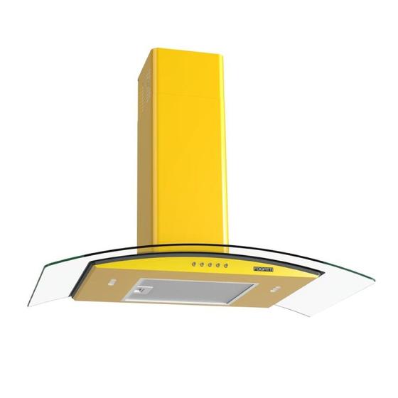 Coifa de Parede 80cm Vidro Curvo Clean Fogatti 127v Amarelo Menor preço em Coifa de Parede 80cm Vidro Curvo Clean Fogatti 127v Amarelo