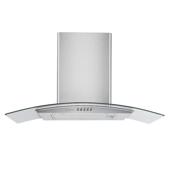 Imagem de Coifa de Parede 90 cm Inox e Vidro Curvo Residencial Cozinha Depurador Exaustor Agratto Cpv90