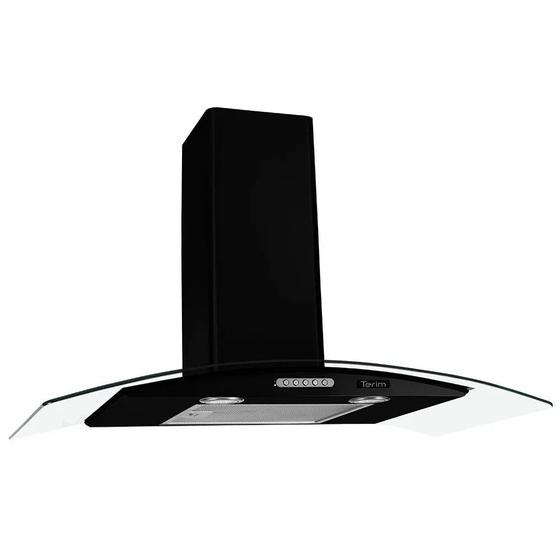 Coifa de Parede Terim Vidro Curvo Black Duto Slim 90 CM
