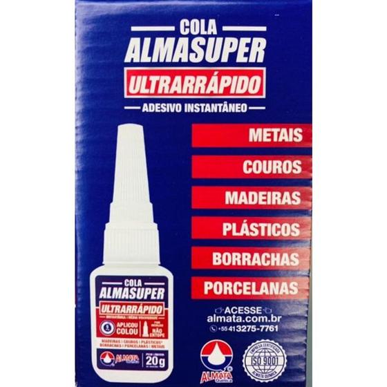 Imagem de Cola Adesivo Instantâneo Almasuper Ultrarrápida 20g - Kit 12 Unid - Almata